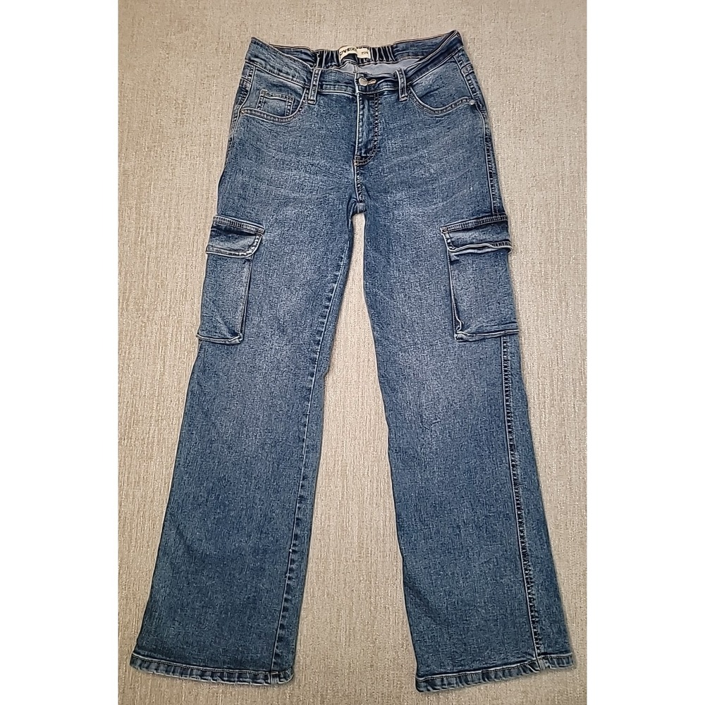 Lovegen Cargo Women's 7‎ 29 Blue Baggy Wide Leg Retro Jeans